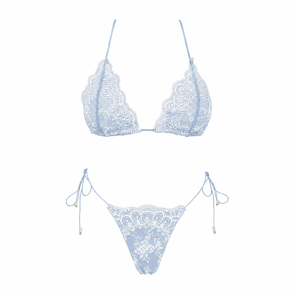 Lace Three-Piece Bikini Cover-Up Set