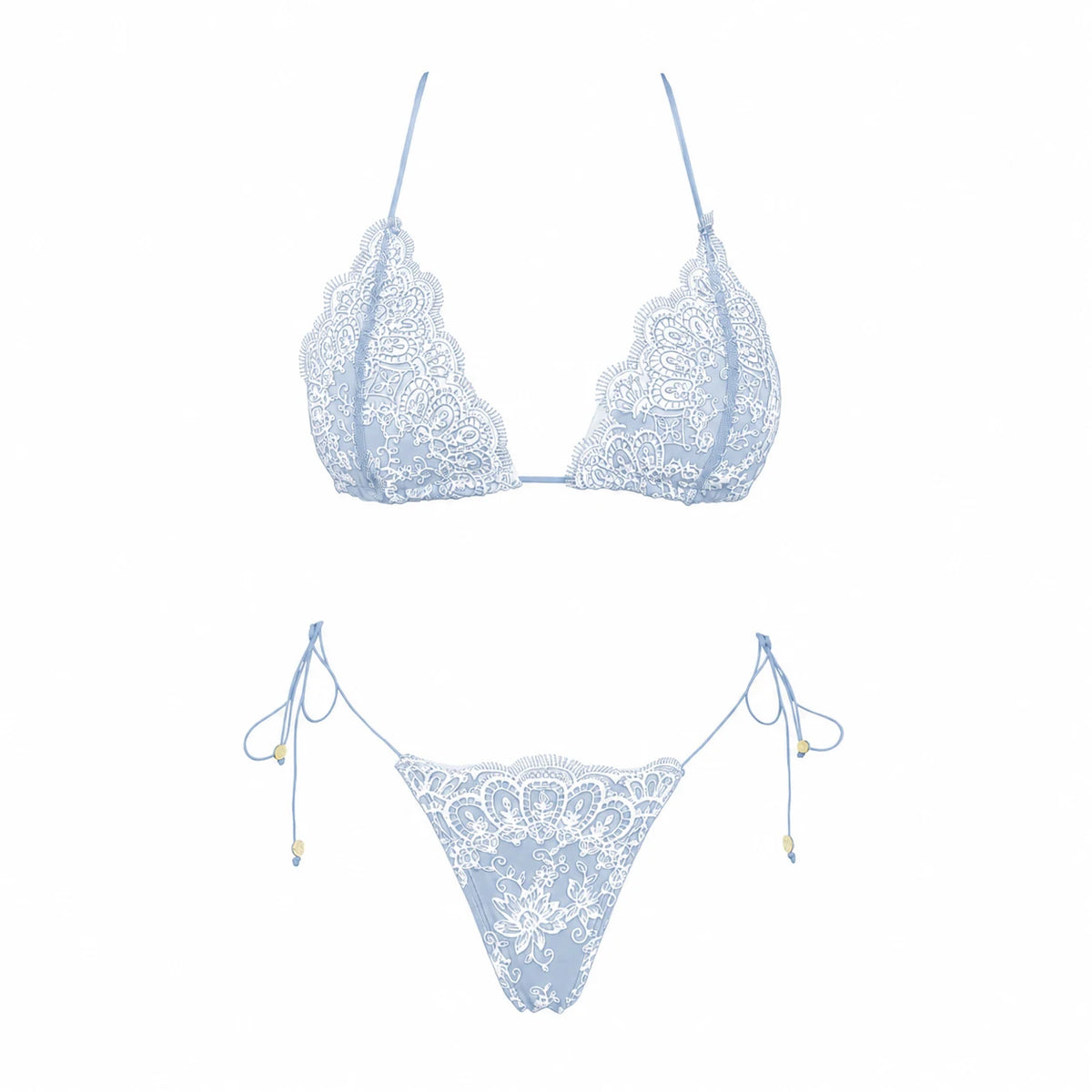 Lace Three-Piece Bikini Cover-Up Set