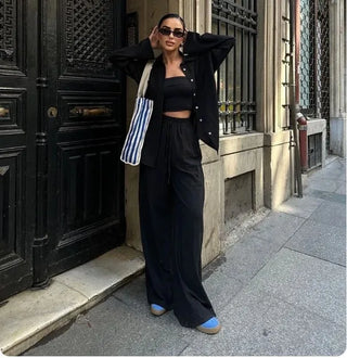 V-Neck Shirt & Drawstring Pants Set