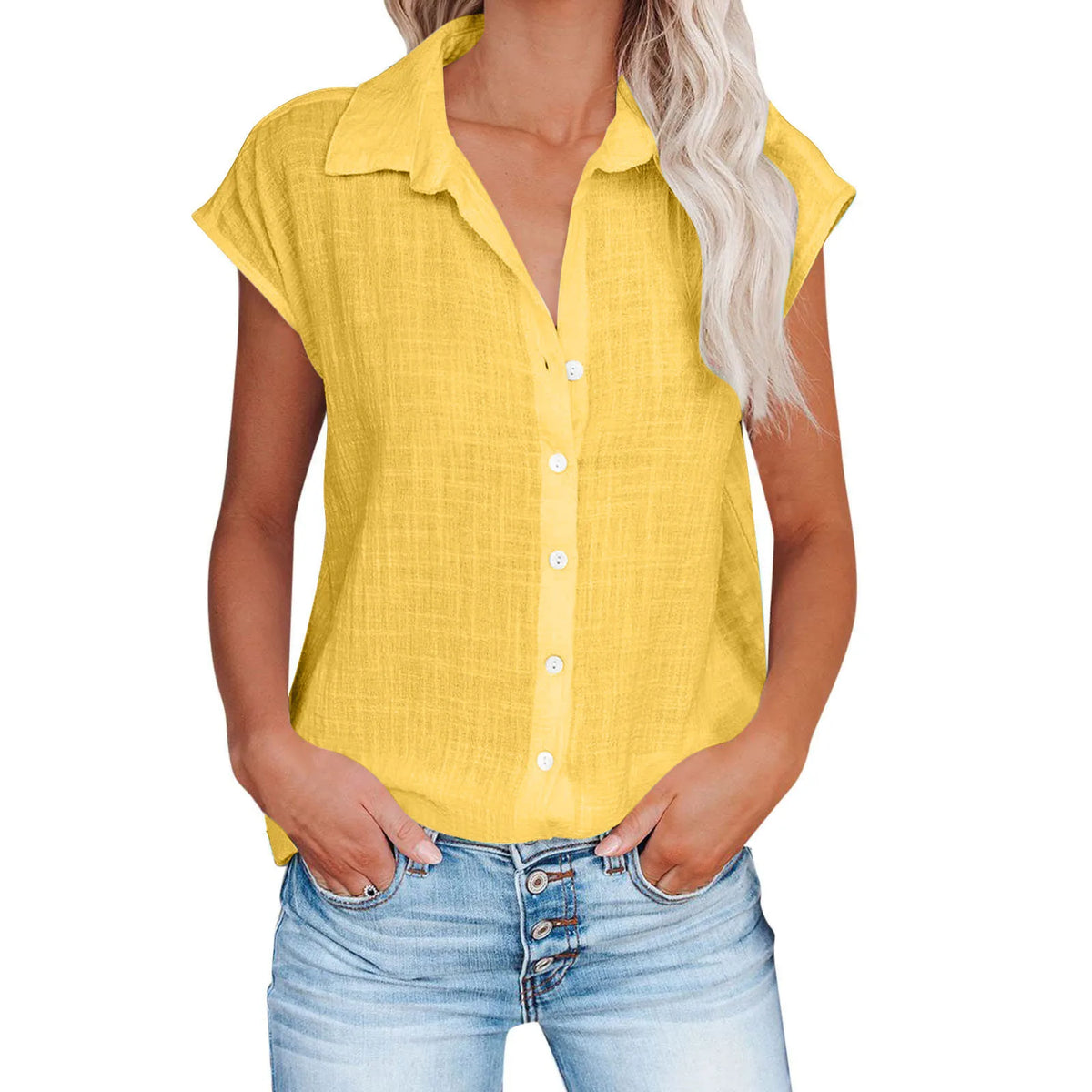 Cotton-Linen Short-Sleeve Relaxed T-Shirt