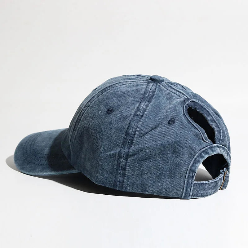 Washed High Ponytail Baseball Cap