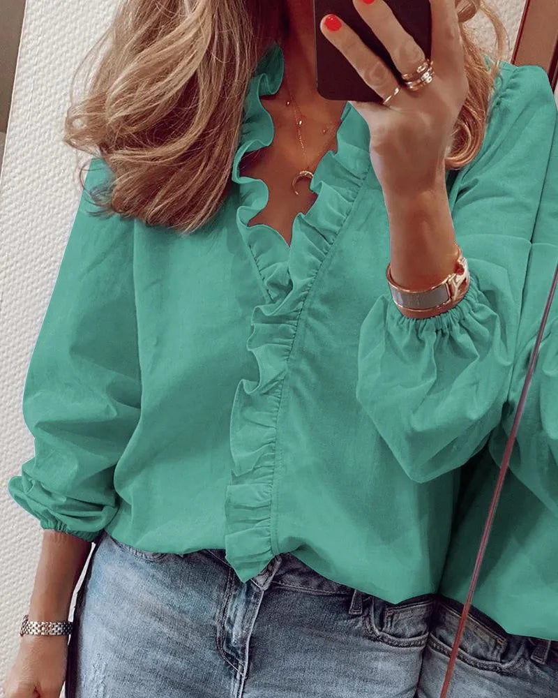 Ruffle Long-Sleeve Blouse