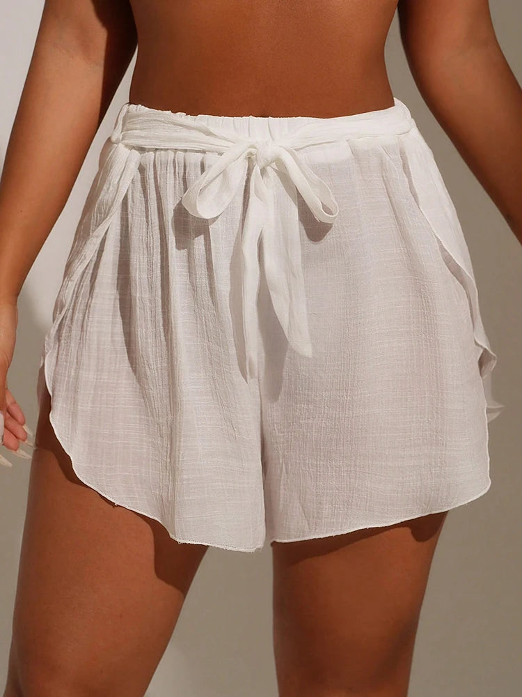 Open-Knit Swim Cover-Up Shorts