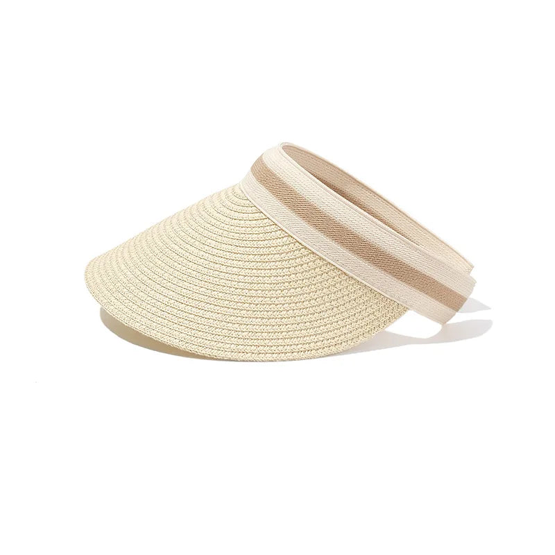 Open-Crown Straw Sun Visor