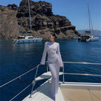 Sheer Long-Sleeve Beach Cover-Up