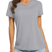 TACVASEN UPF 50+ Summer Short Sleeve V-Neck T-shirts Womens Sun Protection T-shirts Quick Dry Hiking Running Tee Shirts Tops