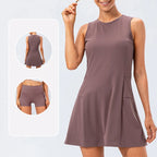 Aurelia Sun Sleeveless Tennis Dress & Shorts Set – Grey – image 7