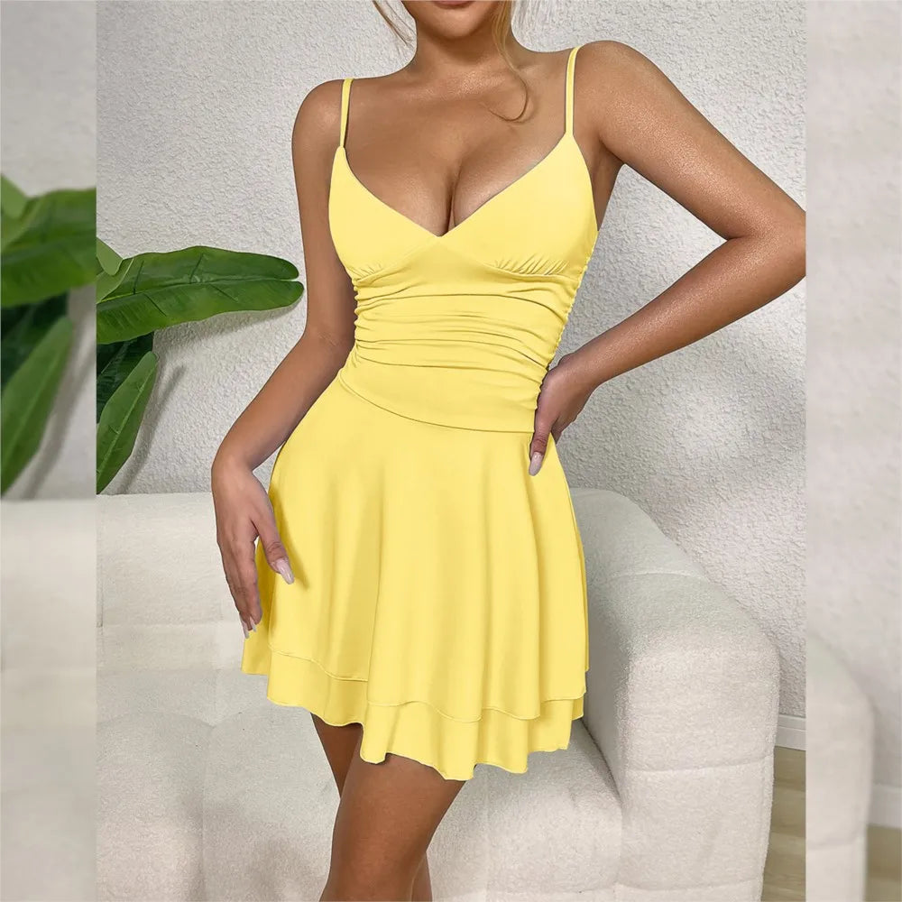 Pleated Halter Mini Dress