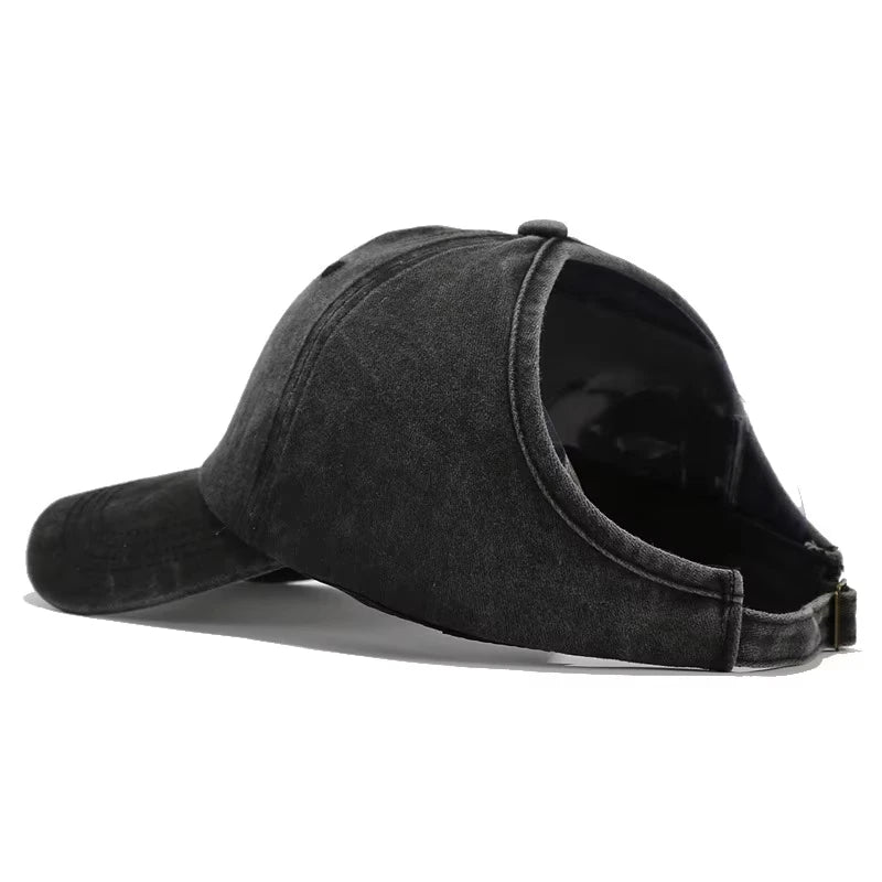 Washed High Ponytail Baseball Cap