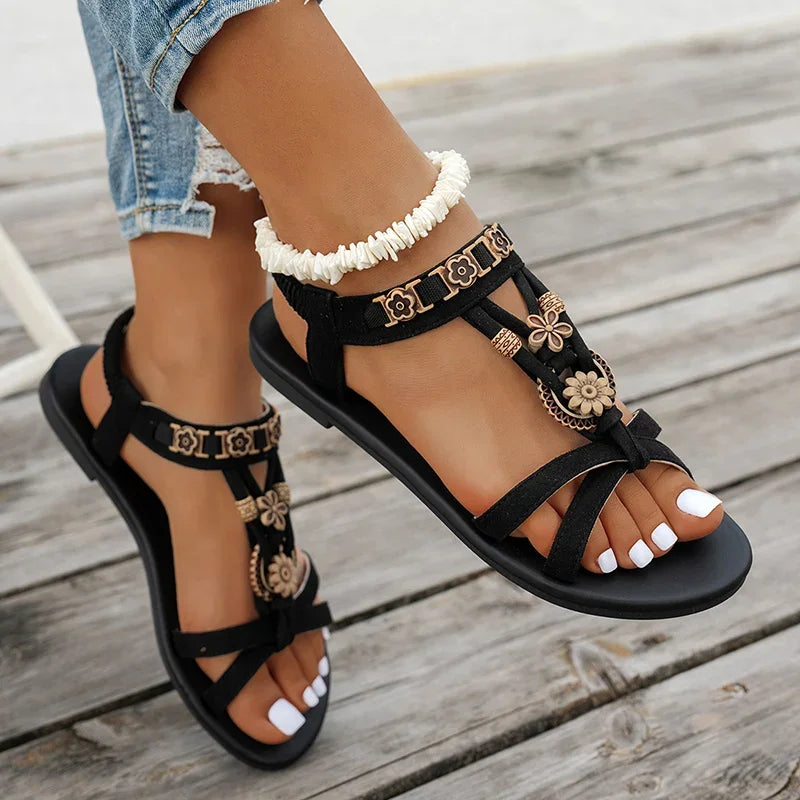Beaded Boho Flat Sandals
