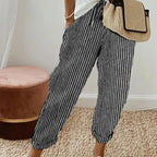 Striped Drawstring Wide-Leg Pants