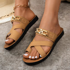 Chain-Detail Footbed Sandals