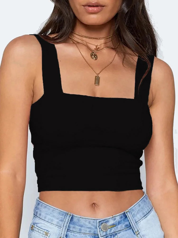 Square-Neck Backless Crop Tank