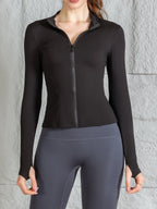 Yoga wear women's spring and summer stand-up collar zipper jacket slimming  sun-protective  long-sleeved high-end running and f