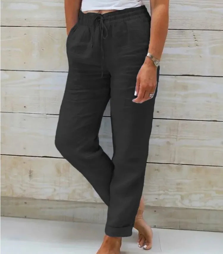 Linen-Blend Relaxed Tapered Pants
