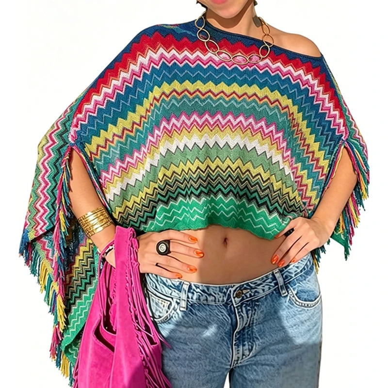 Open-Knit Asymmetric Beach Cover-Up