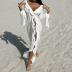 Ruffle-Sleeve Chiffon Beach Tunic