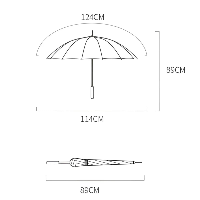 24-rib Long Handle Automatic Umbrella Long Handle Business Umbrella for Men Integrated Button Large Wind-Resistant Umbrella Para