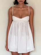 Lace-Trim Babydoll Mini Dress