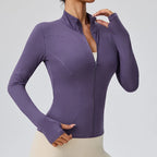 2026 Summer New Women's Sun Protection Jacket with Stand-up Collar Waist-Cinching Slim-Fit Long Sleeve Cardigan Yoga Top
