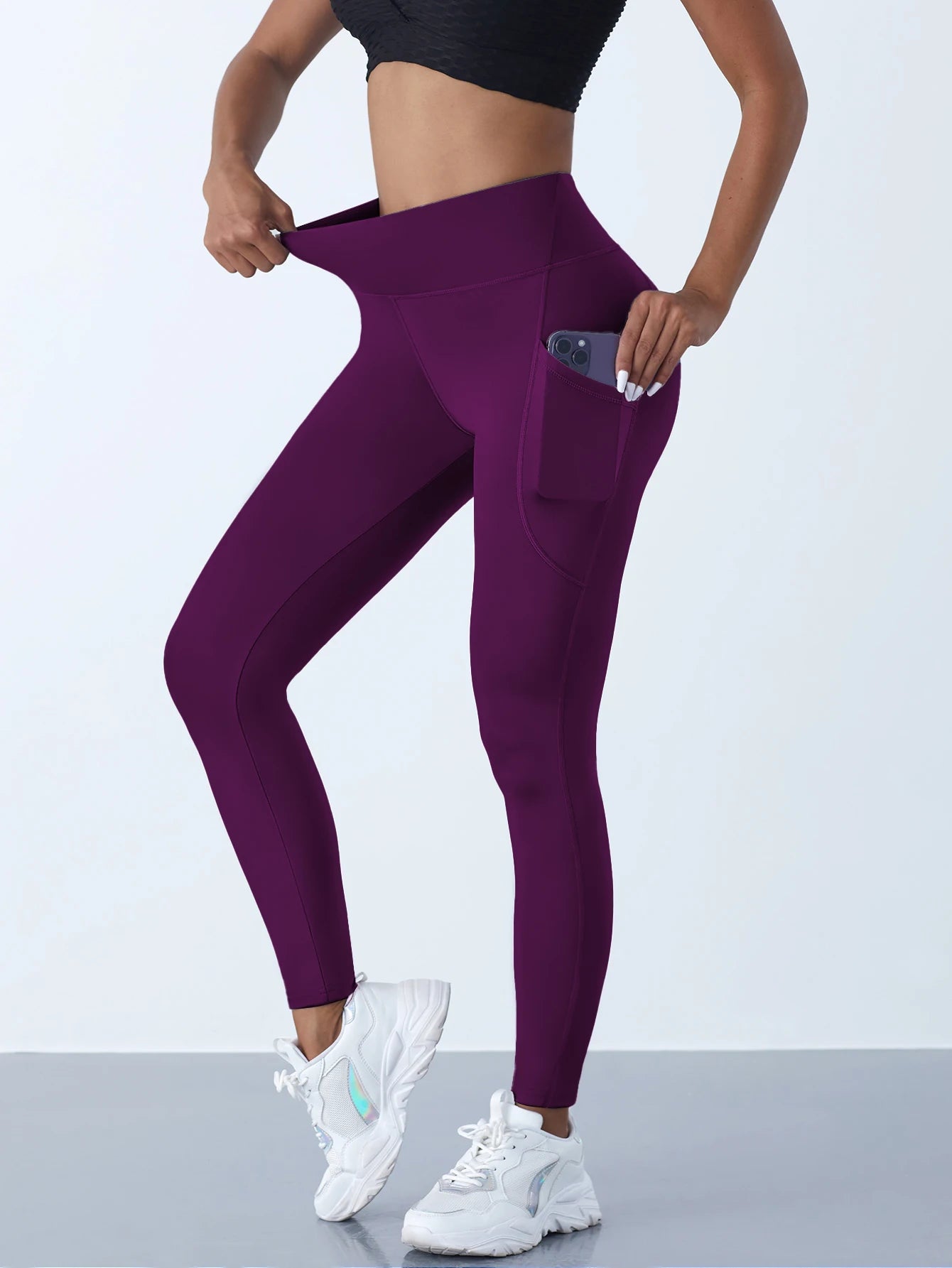 Aurelia Sun Pocket High-Waist Leggings – Berry Red – image 16