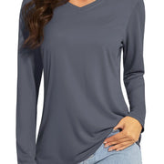 TACVASEN Summer UPF 50+ Long Sleeve T-Shirts Womens Sun Protection V Neck Fashion Tee Shirts Quick Dry Outdoor Hiking Pullover
