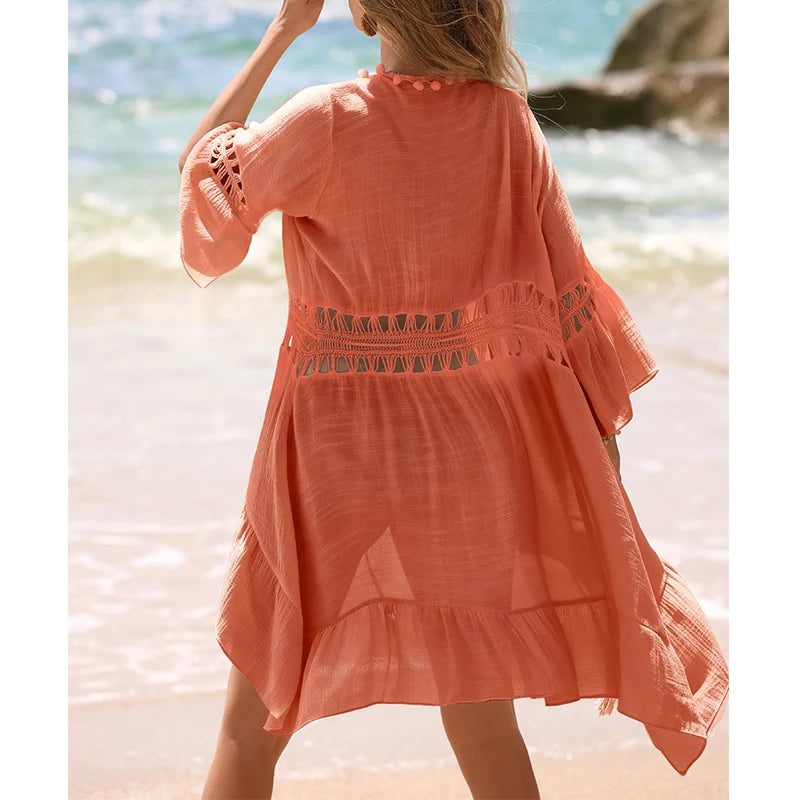 Tassel Tie-Front Beach Cardigan