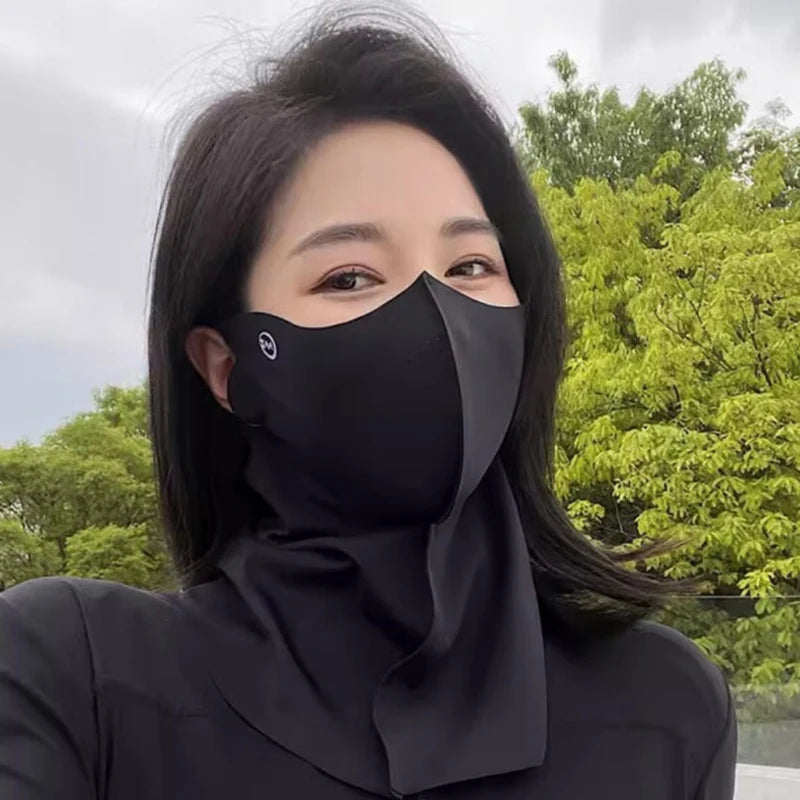 Women Sunscreen Veil Summer Neck Face Mask UV Protection Breathable Ice Silk Sun Protection Masks Veils Outdoor Sport Face Cover