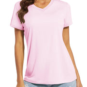 TACVASEN UPF 50+ Summer Short Sleeve V-Neck T-shirts Womens Sun Protection T-shirts Quick Dry Hiking Running Tee Shirts Tops