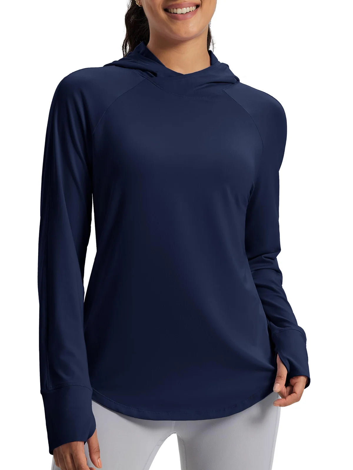 TACVASEN Womens UPF50+Sun Protection Crossed Collar Hoodie SPFUV Shirt Long Sleeve Quick Dry Shirt with Ponytail Hole Thumb Hole