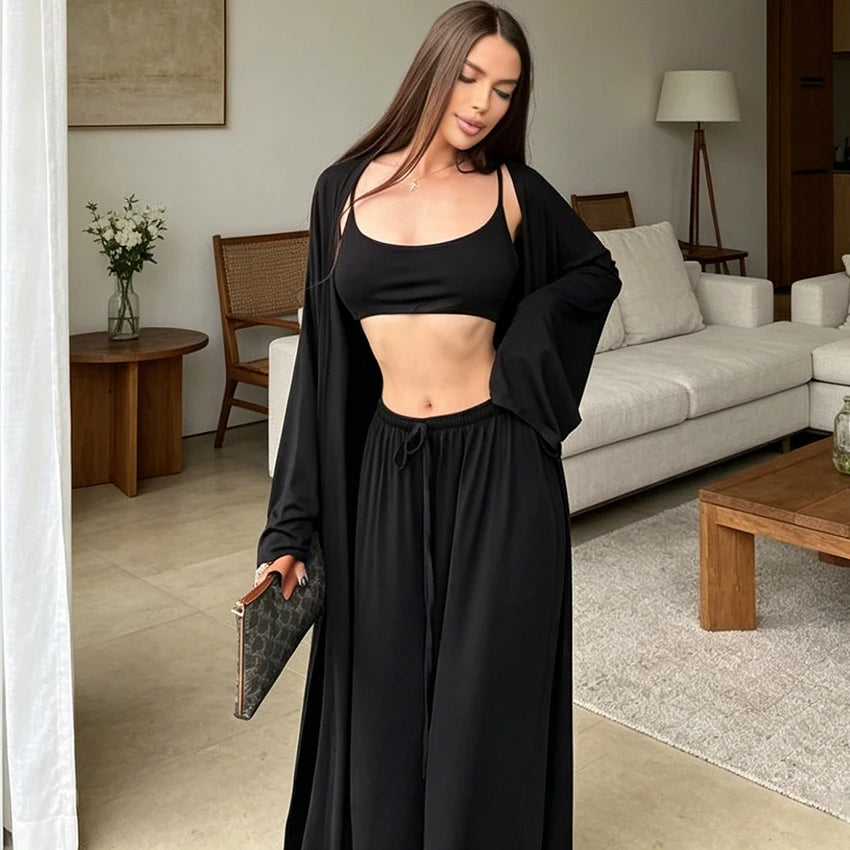 Three-Piece Knit Pyjama & Robe Set