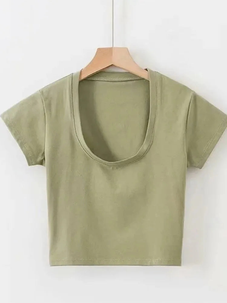 U-Neck Fitted Crop Tee