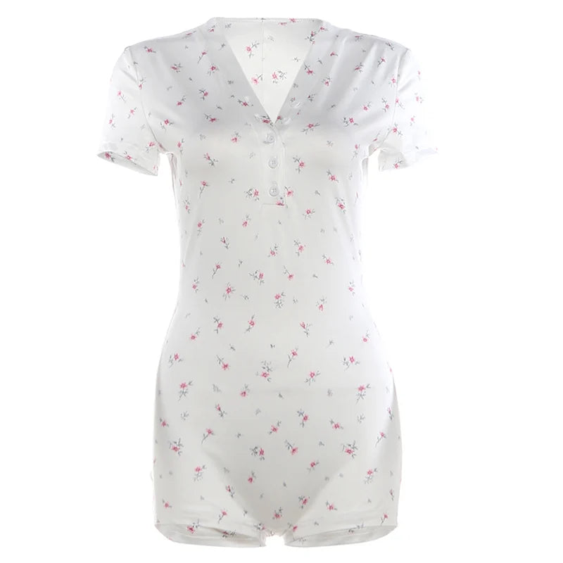 Floral Button-Front Romper