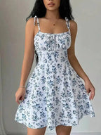 Aurelia Sun Floral Spaghetti-Strap Sundress – Black
