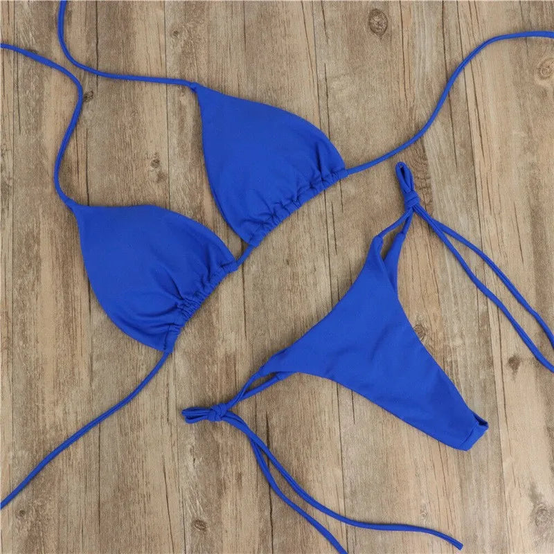 Aurelia Sun Halter Tie-Side Bikini – Blue – image 9