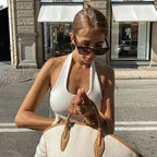 Ribbed Halter-Neck Crop Tank