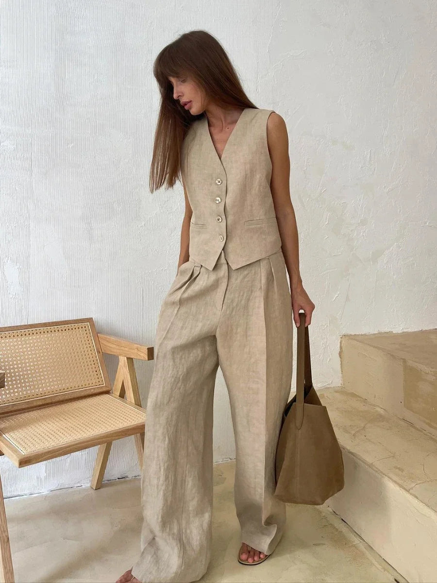 Linen Vest & Trousers Set
