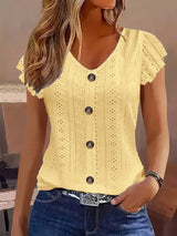 Ruffle V-Neck T-Shirt