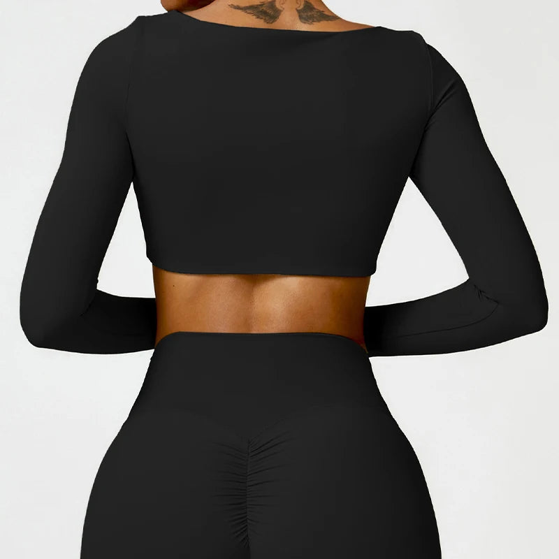 Square-Neck Long-Sleeve Training Top