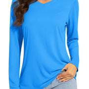 TACVASEN Summer UPF 50+ Long Sleeve T-Shirts Womens Sun Protection V Neck Fashion Tee Shirts Quick Dry Outdoor Hiking Pullover