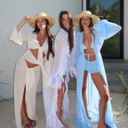 Lace Three-Piece Bikini Cover-Up Set