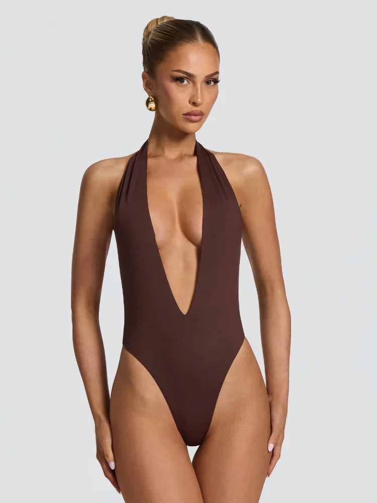 Cut-Out Halter Bodysuit & Mini Skirt Set