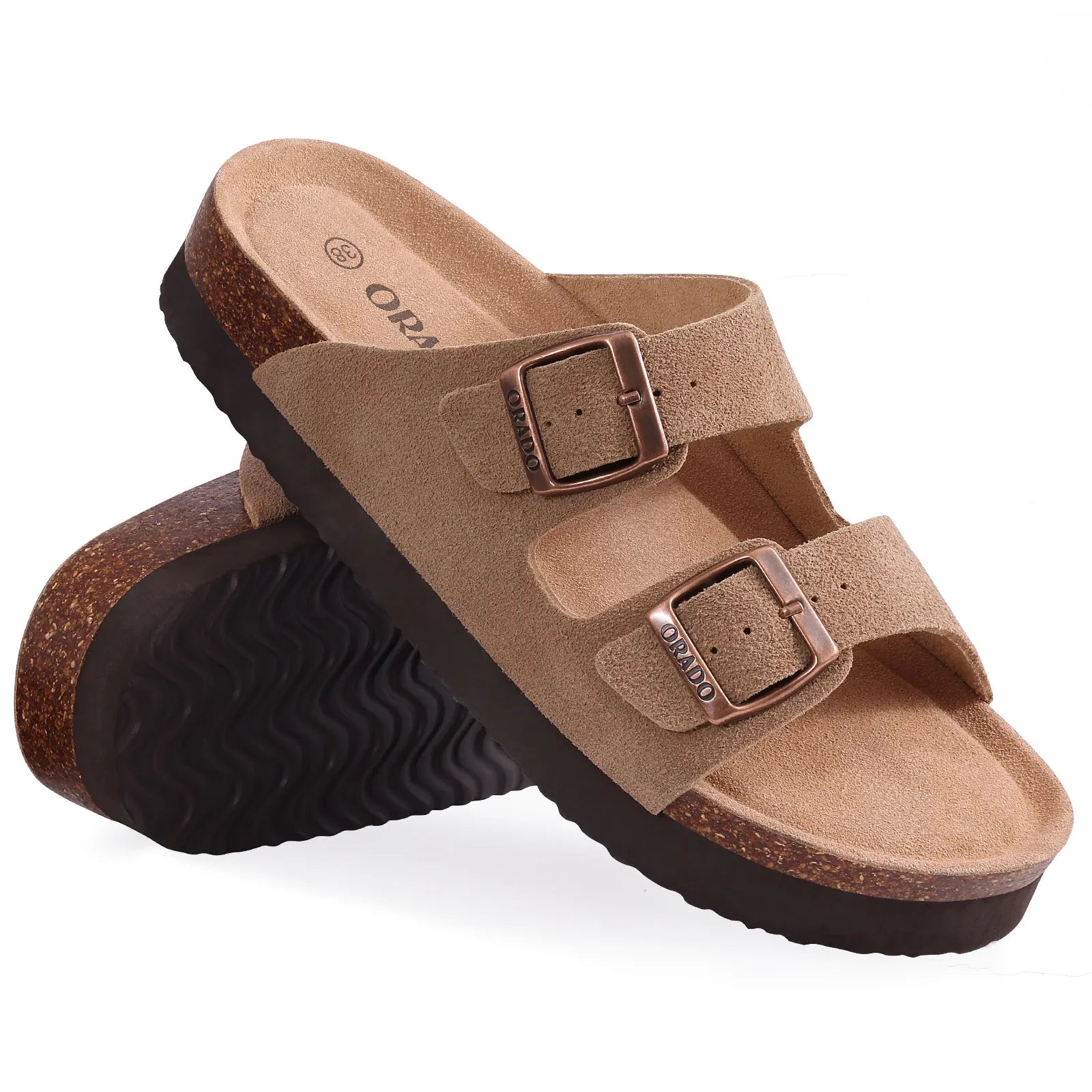 Adjustable Buckle Suede Mules