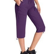 TACVASEN UPF50+ Quick Dry Capri Pants Womens Summer Hiking Cargo Pants 5 Pockets Waterproof Sun UV Protection Knee Length Shorts