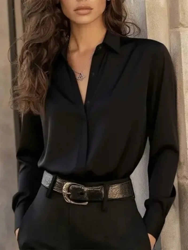 Isla Button-Up Long-Sleeve Blouse