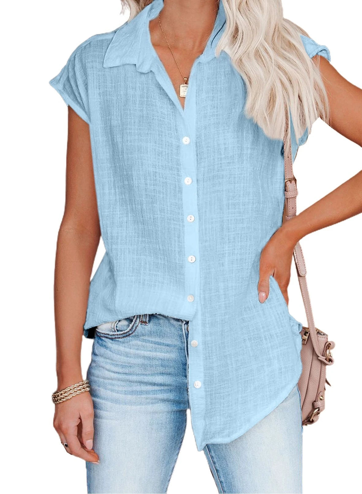 Cotton-Linen Short-Sleeve Relaxed T-Shirt