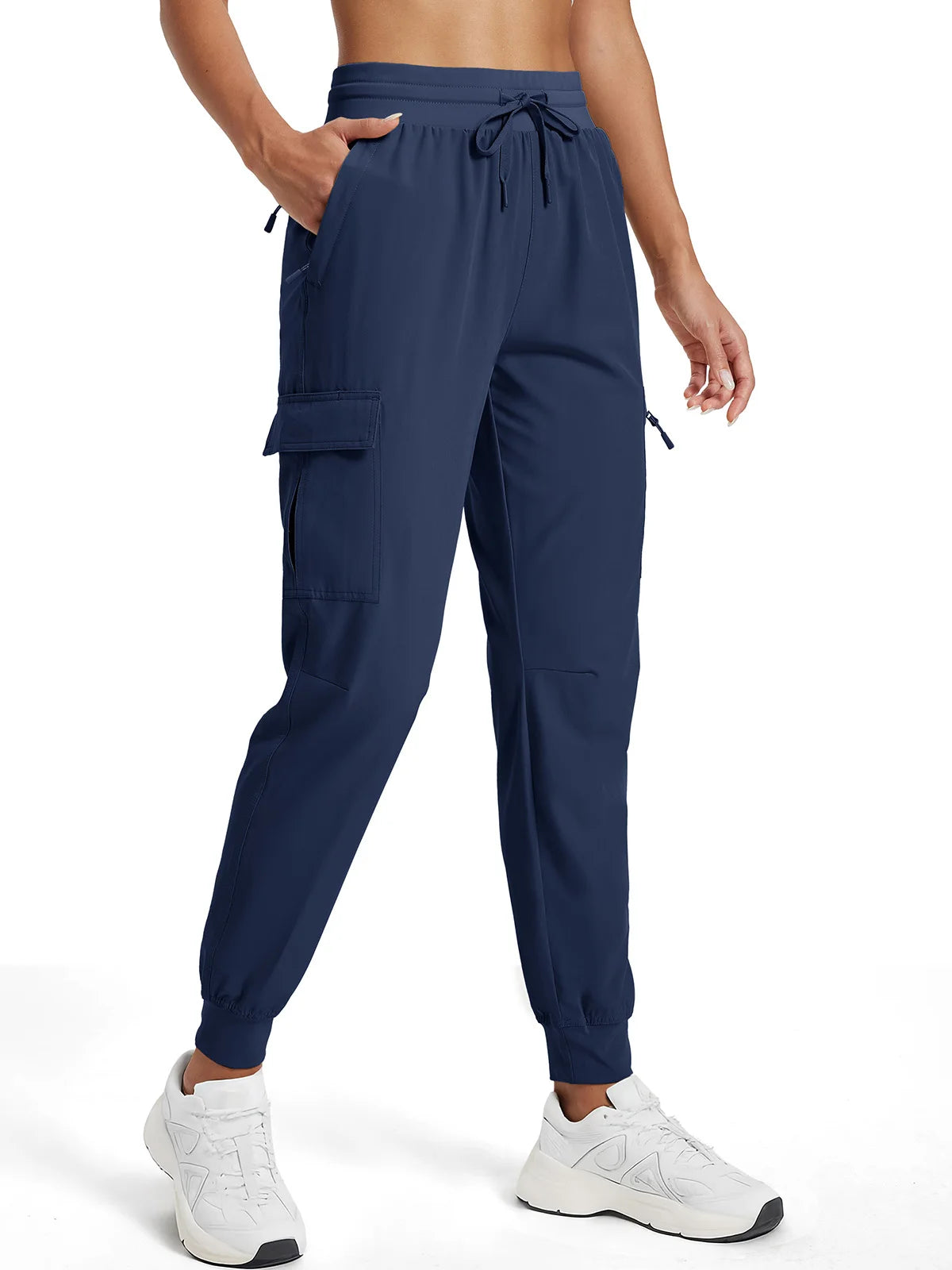 TACVASEN Women's Quick Dry Waterproof Cargo Pants Lightweight UPF 50 Athletic Jogger Pants Travel Hiking Pants Velcro Pockets