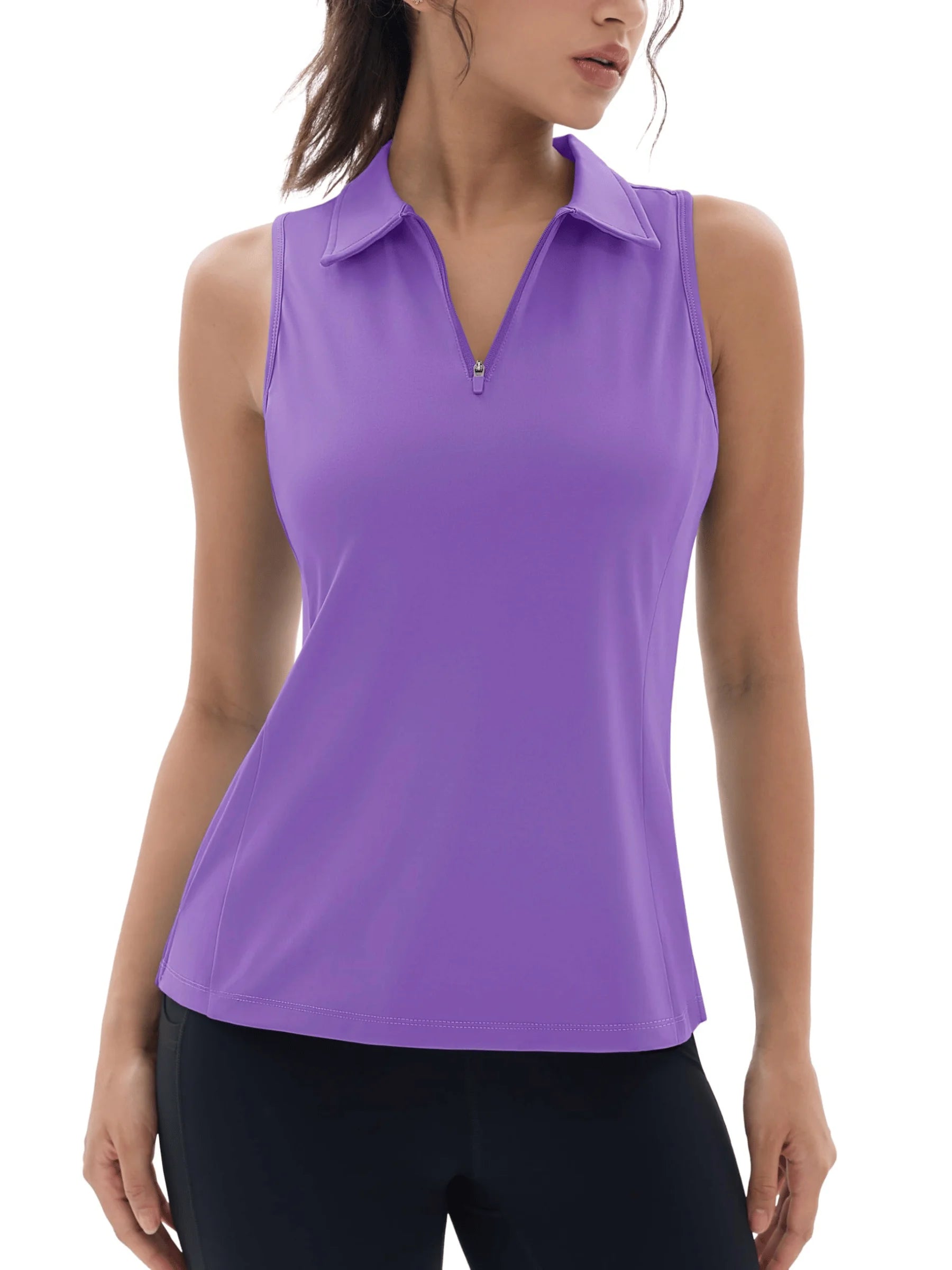 TACVASEN UPF50+ Quick Dry Polo Shirts Womens Summer Golf Sleeveless Workout Tees Sun UV Protection Outdoor Fitness Gym Tank Tops