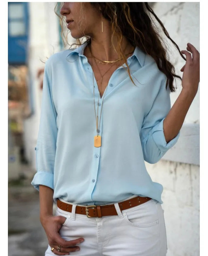 Relaxed Polo-Collar Button Shirt