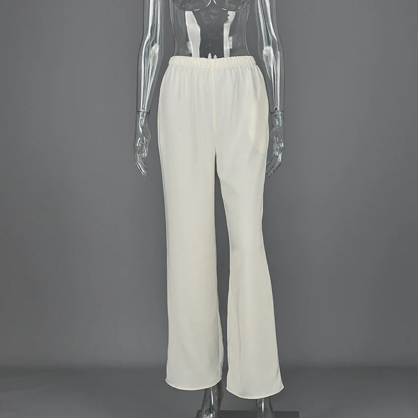Lustre High-Waist Wide-Leg Trousers